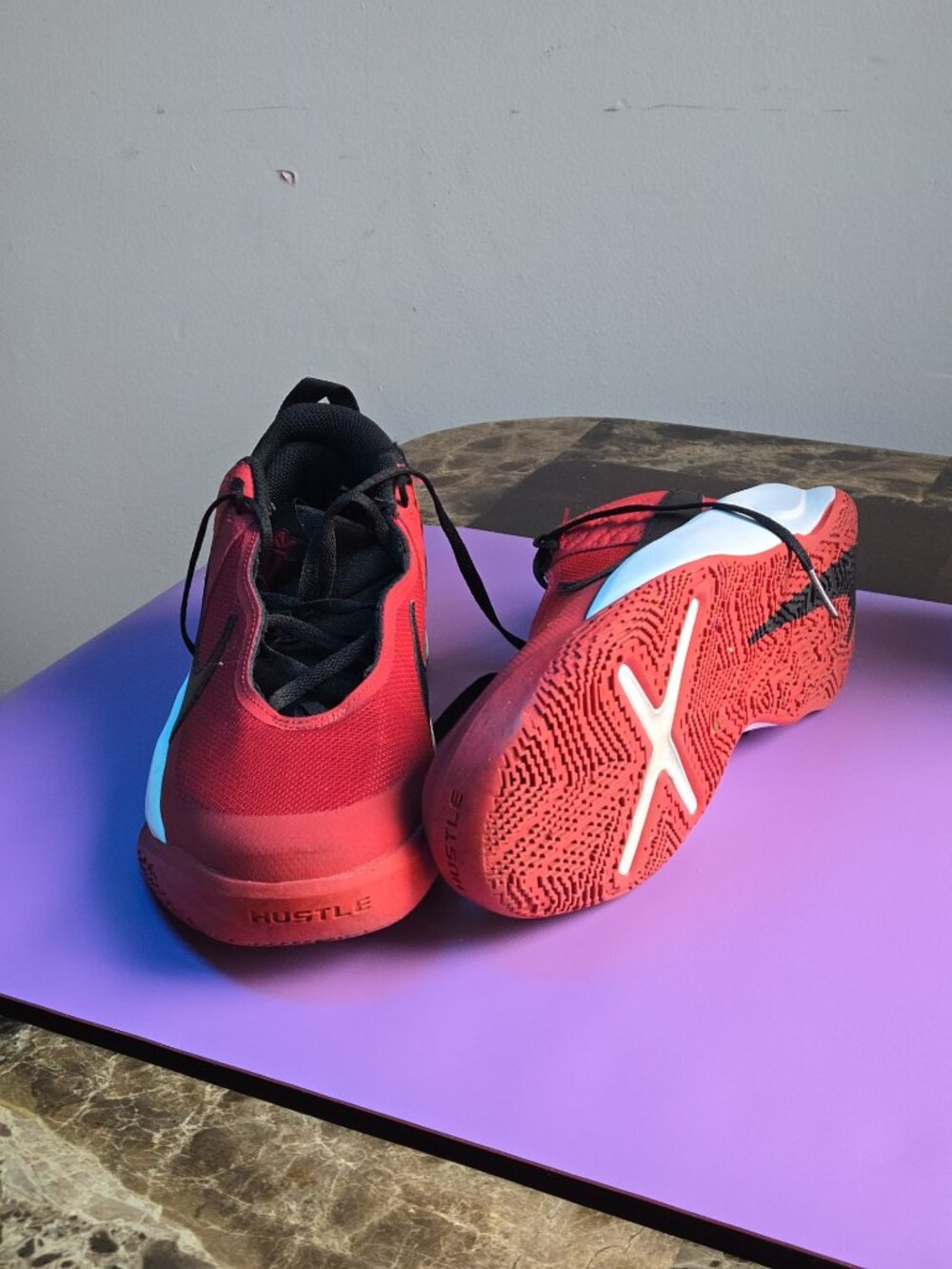Boys’ Red Athletic Sneakers – “HUSTLE” Heel – Running/Training Shoes